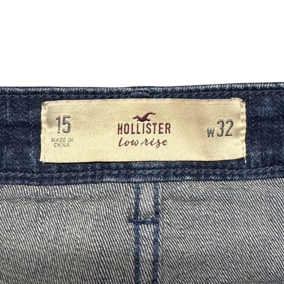 Hollister Y2K Micro Mini Skirt Womens Sz 15 Blue Denim Low Rise‎ Casual Preppy - Picture 6 of 9